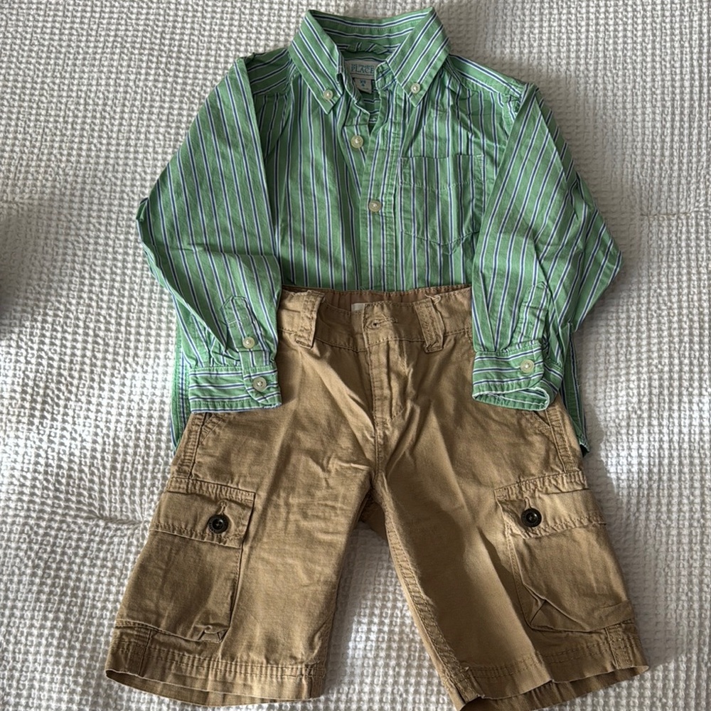 The Children's Place Green Striped Shirt